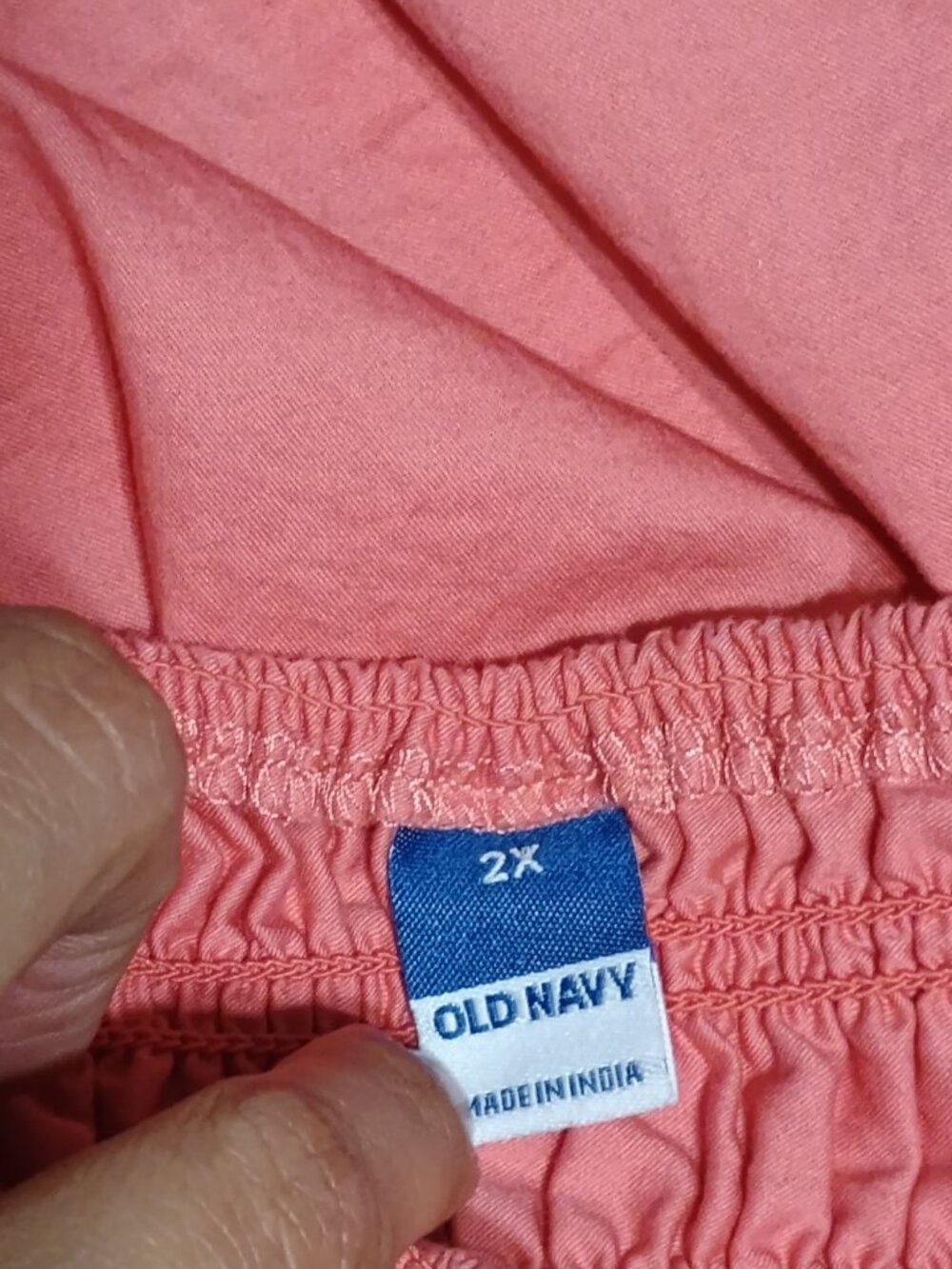 Old Navy Women’s 2X Coral Pink 100% Cotton Smocked Strapless Maxi Dress - Picture 4 of 7